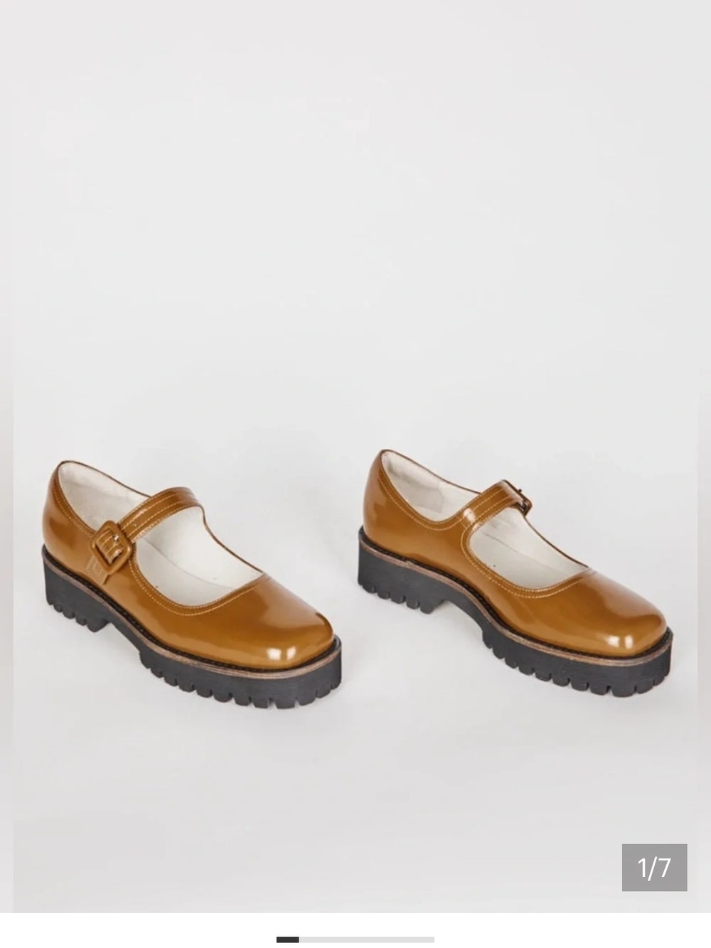 INTENTIONALLY BLANK Patent Mary Jane Flats in PATENT LEATHER CARAMEL.
